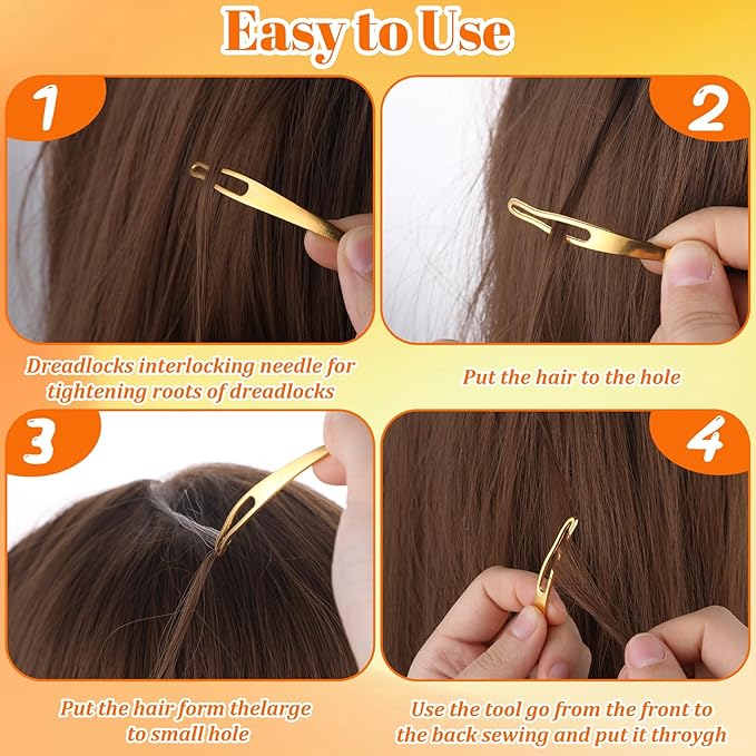 8Pcs Sisterlock Retighten Tool, Loc Crochet Needle for Dreads, Silver Dreadlock Tool for Hair Repair Dreadlock Tightening （Gold, Multicolor, Rose Gold, Silver）
