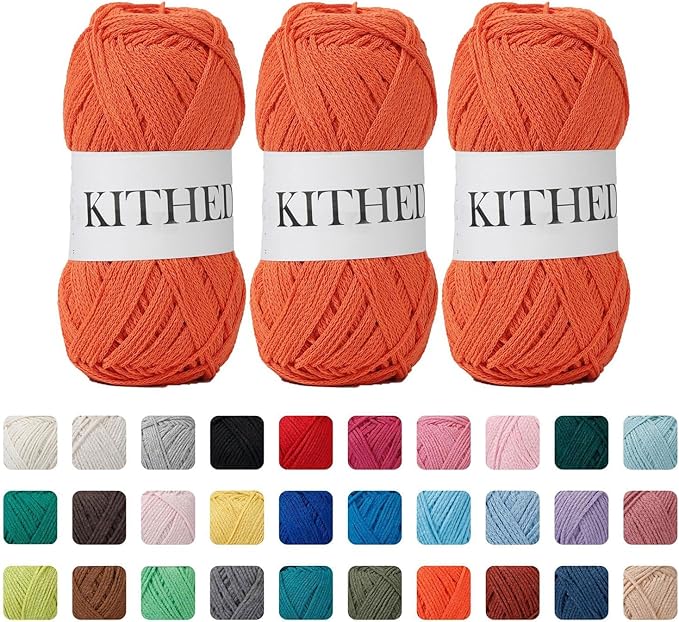 Cotton Yarn，10.5oz，526yard，3 Pack ，Soft Yarn for Crocheting and Knitting (39 Orange)