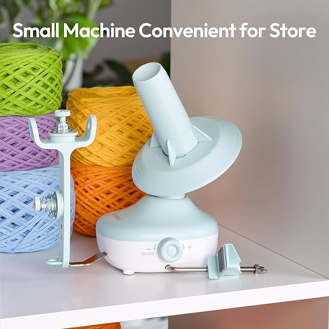Electric Yarn Winder M1 for Crocheting, Compact Yarn Cake with Strong Tension, Stepless Speed, Automatic Wool Spinner, Ideal Helper for Knitting Lovers (Mint Green)