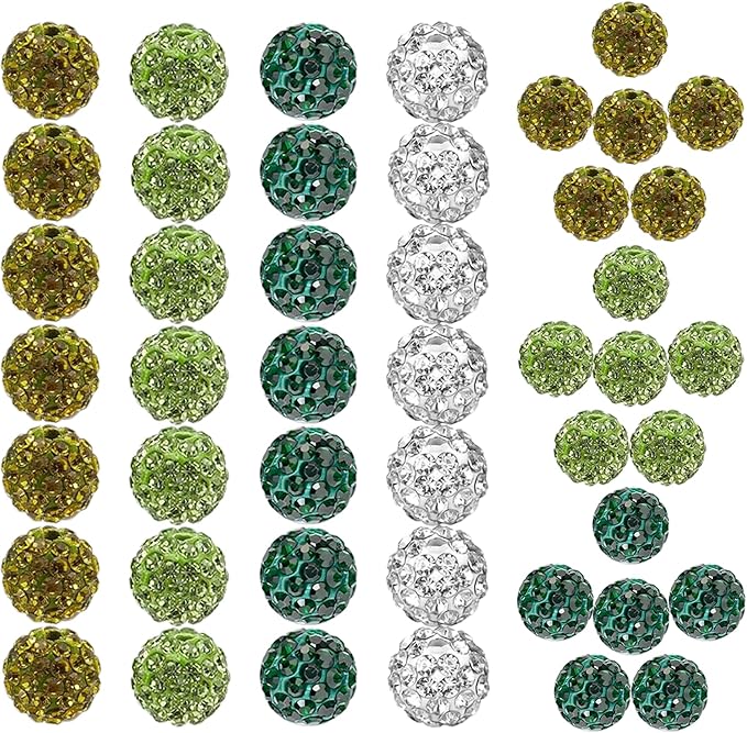 St. Patrick's Day Rhinestone Beads for Baseball Necklace-St. Patrick's Day Disco Ball Beads Rhinestone Clay Bead for Earring Jewelry Making,Necklace Bracelet,DIY Craft Supplies(100 pcs Green)