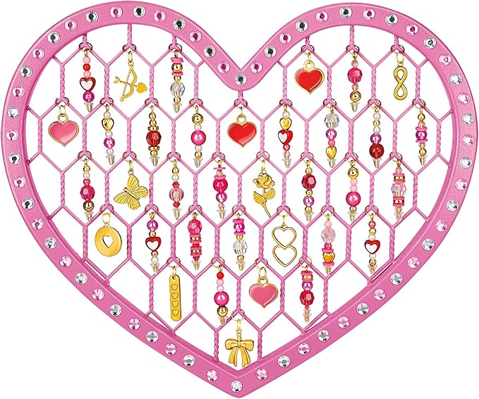 RoseArt Beaded Expressions Heart DIY Beaded Sun Catcher Craft Kit - Valentine’s Day DIY Bead Art for Kids – Design, Bead & Display Hanging Heart Frame – Jewelry-Inspired Window Decor, Ages 8+