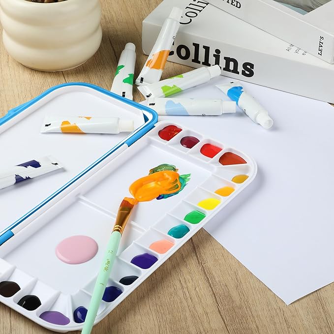 Mr. Pen- Airtight Watercolor Palette with Lid, Blue, 18 Wells and 2 Mixing Areas, Empty Watercolor Palette, Paint Pallet with Lid, Folding Paint Tray