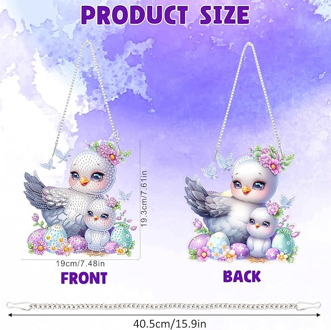 DOMROM Bird Diamond Art Hanging Kits for Adults, Easter Special Shaped Crystal Diamond Painting Bird Pendant, DIY Diamond Art Suncatchers Animal for Home Garden Wall Decor Gift