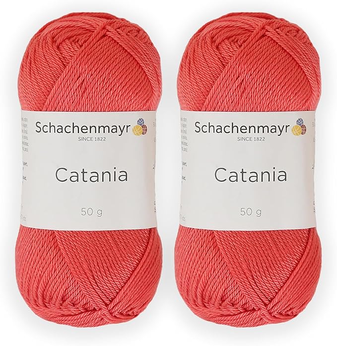 2 Skein/Pack Schachenmayr (SMC) Catania Originals Yarn, Each Ball 1.76 Oz (50gr) / 136 Yards (125 m), 100% Mercerized Cotton for Knitting and Crochet Yarn, Sport Weight, 252 - Camellia