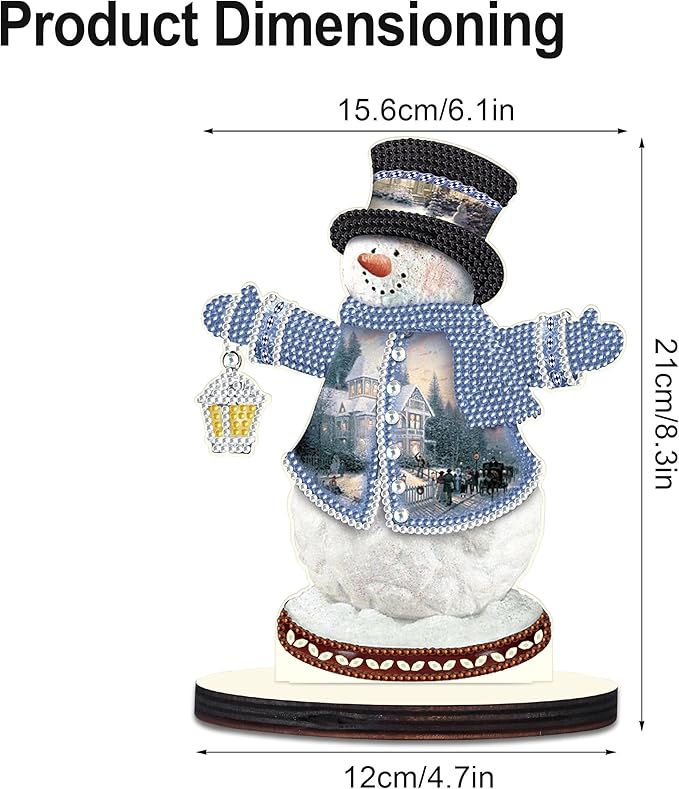 Christmas Diamond Art Tabletop Decoration, DIY Snowman with a lamp, Diamond Art 5D Special Shape Crystal Diamond Partial Diamond Art Painting Mosaic Handicraft, Home Office Tabletop Decor Gift
