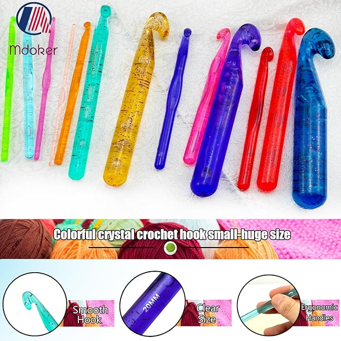 Mdoker 20mm Large Crochet Hook,Big Crochet Hooks for Chunky Yarn,Ergonomic Giant Needles,Huge Crochet Hook for Knitting Yarn,Beginners and Experienced Crochet Lover