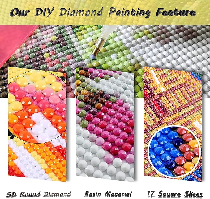 Rainy Windows Diamond Art Kits for Adults, Diamond Painting Kits for Adults for Beginners, DIY Diamond Dots Art Kits, 5D Full Round Drill Gem Art Painting Kits for Home Wall Decor, 12x16 inch
