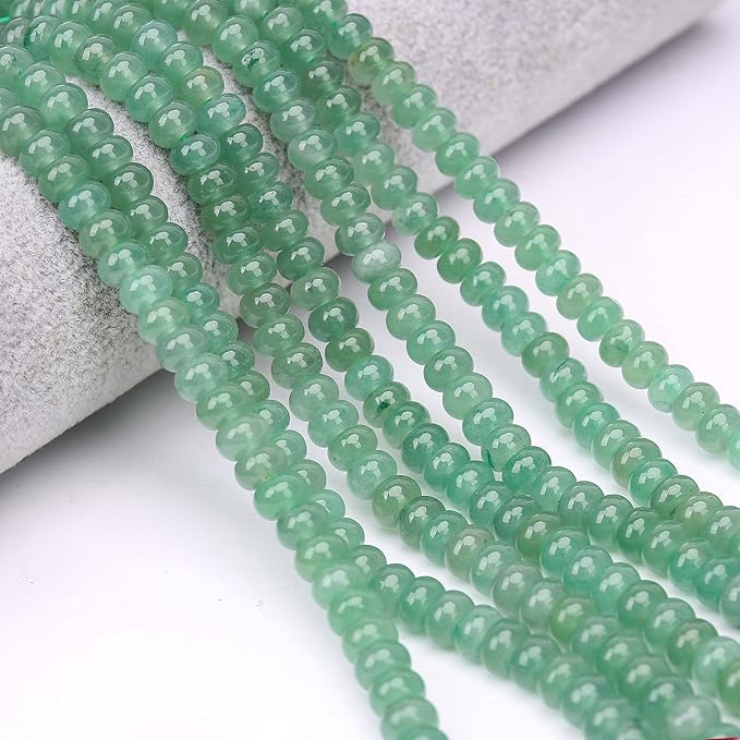 2 Strands (150PCs) Natural Green Aventurine Rondelle Beads, 5 * 8mm Gemstone Loose Spacer Abacus Disk Beads for DIY Bracelet Necklace Earrings Jewelry Making, Craft Supplies Beading Kit