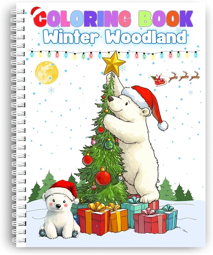 Winter Woodland Coloring Book for Toddlers Ages 3+ – Cute Animals, Snowy Forest Fun, and Easy Holiday Coloring Pages – Thick 199 GSM Paper – Spiral Bound – 8.5x11 in