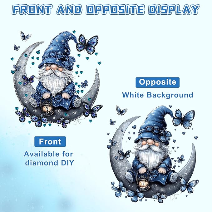 KEYIFA Diamond Painting Kit, DIY Gnome Diamond Art Hanging for Adults Beginner, Moon Gem Arts Pendant Special Shaped Rhinestone Window Ornaments Wall Door Garden Decoration Gift, Double Sided