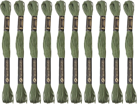 12 Skeins Embroidery Cotton Floss is 100% Egyptian Long Fiber Cotton of 8.75yds Each Cottons Cross Stitch Thread for Hand Embroidery DIY Creation and Friendship Bracelet String. (12, Dark Green)