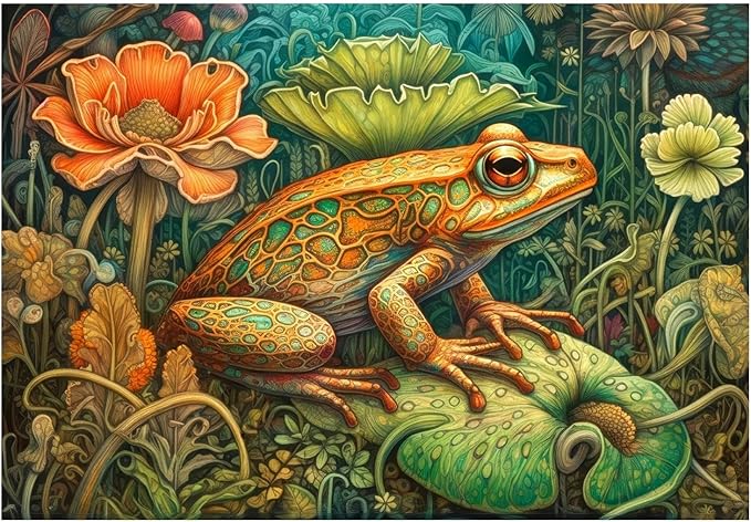Frog Paint by Numbers for Adult,Frog Paint by Numbers Kit for Adults Beginners, DIY Acrylic Painting on Canvas for Home Wall Art Decor(16x20Inch