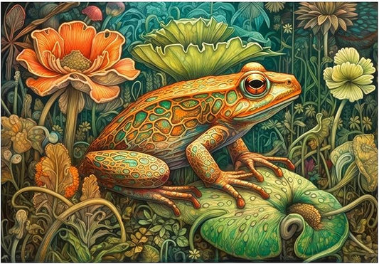 Frog Paint by Numbers for Adult,Frog Paint by Numbers Kit for Adults Beginners, DIY Acrylic Painting on Canvas for Home Wall Art Decor(16x20Inch