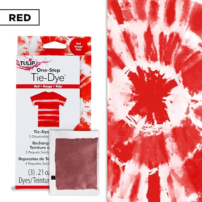 Tulip One-Step Tie-Dye Kit , 3 Fabric Dye Refill Packs, Packs, Red