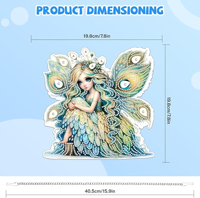 Bowetile Fairy Diamond Art Hanging Kits for Adults, 5D Special Shape Diamond Painting Peacock Pendant Kits, Animal Gem Art Suncatchers Painting Ornament for Home Garden Wall Decor