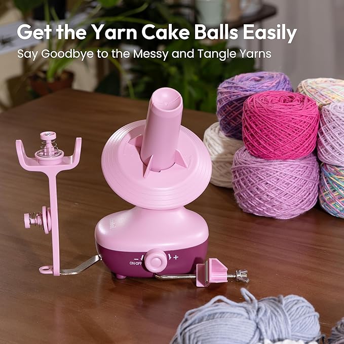 Yarn Winder, Electric Yarn Ball Winder for Crocheting, Compact Yarn Cake Winder Strong Tension Stepless Speed Automatic Yarn Spinner, Thoughtful Gifts for Knitting Lovers(Purple)