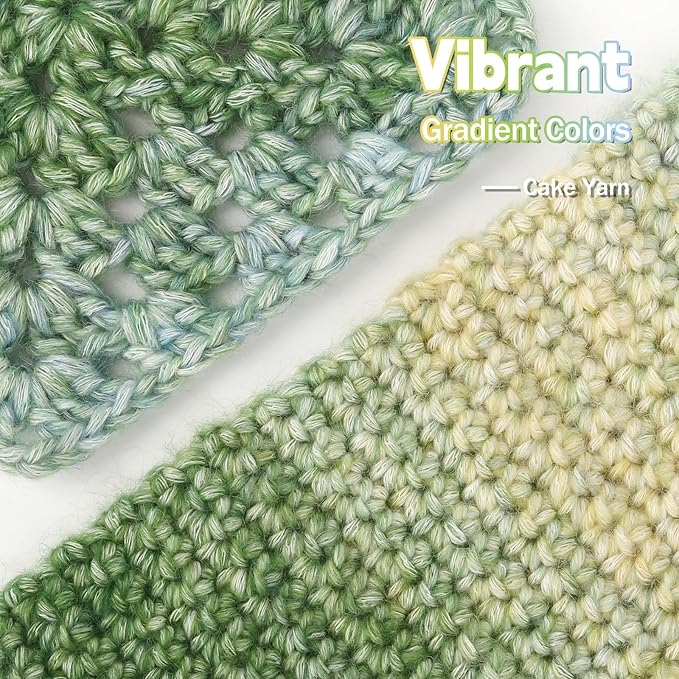 Katech Yarn for Crocheting-Gradient Cake Yarn-4x100g 60% Cotton 30% Acrylic 10% Wool-Ombré Multicolor Soft Rainbow Cotton Crochet Yarn for Scarves, Shawls, Blankets, and Garments(F)