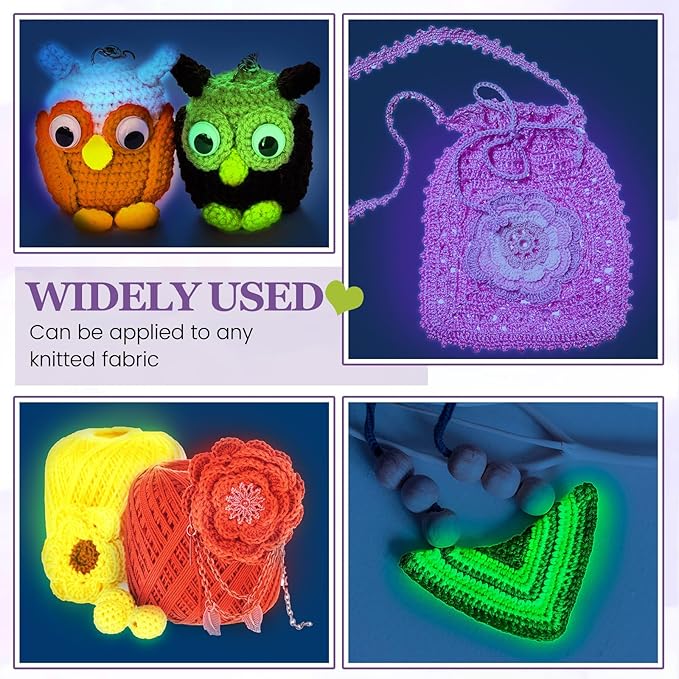 WILLBOND 10 Rolls Glow in The Dark Magic Yarn Luminous Neon Crochet Yarn for Crocheting DIY Knitting Glow Fingering Sewing Supplies for Crafts Sewing Party 54.7 yd Per Roll (Fresh Colors)
