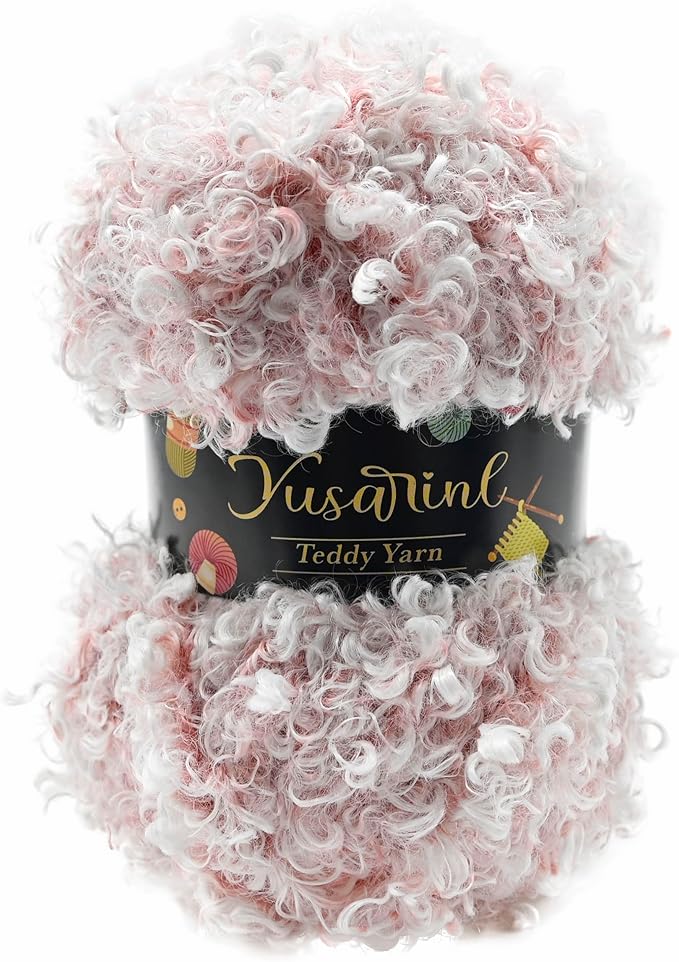(32 Colors Available) Yusarinl Teddy Bear Yarn,Fuzzy Yarn for Crochet Polyester Plush Fur for Crafts Fluffy Fuzzy for Knitting(3.35 oz, 40 yds)-Cherry Blossom