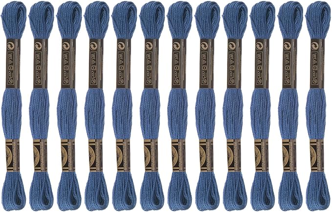 HARFINGTON 12 Skeins Embroidery Floss 8m Each Egyptian Long Fiber Cotton Cross Stitch Thread 26S/2x6 for Embroidery Projects Bracelet, Dark Blue