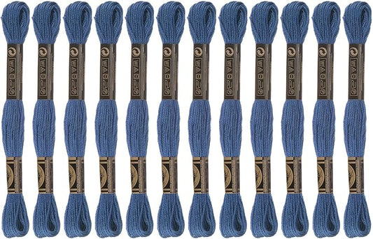 HARFINGTON 12 Skeins Embroidery Floss 8m Each Egyptian Long Fiber Cotton Cross Stitch Thread 26S/2x6 for Embroidery Projects Bracelet, Dark Blue