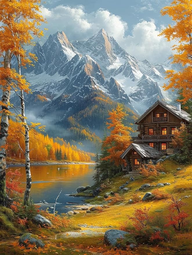 14CT Counted Cross Stitch Kits for Adults Mountain Flowers Advanced Stamped Cross Stitch Kits for Adults (Mountain 2)