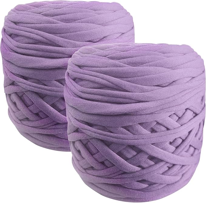 2 Pack 270g Polyester Blanket Yarn t Shirt Yarn Tshirt Yarn for Crochet t-Shirt Yarn Fabric Yarn T-Shirt Crochet Yarn for DIY Knitting Crochet Cloth Blanket Bag Dolls (Coffee) (Purple)
