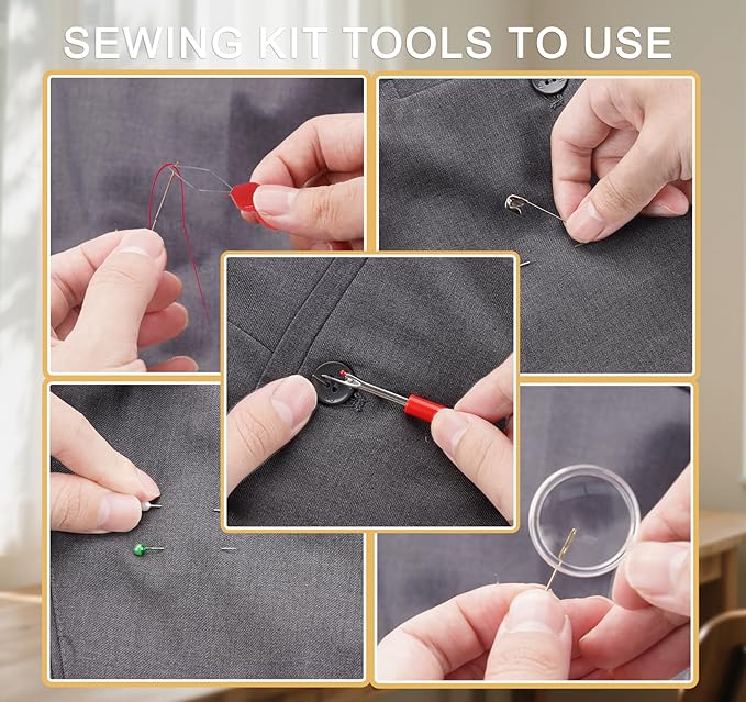 StiVerse 130 Pcs Mini Sewing Kit for Adults with Case, Portable Needle and Thread Kit, Professional Sewing Supplies Accessories for Travel Beginners Worker Kids, Emergency, DIY and Home