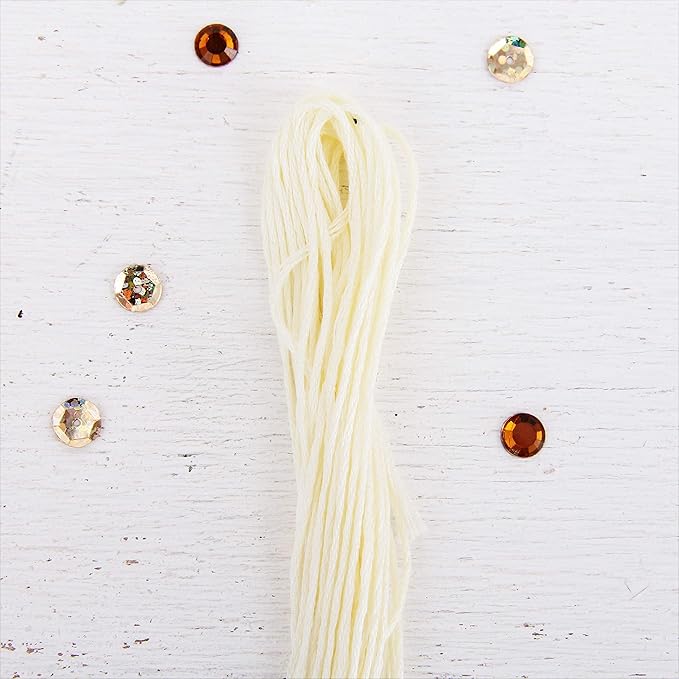 12 Skeins ThreadArt Premium Egyptian Long Fiber Cotton Embroidery Floss | Off White | 6 Strand Divisible Thread 8.75yds Each for Hand Embroidery, Friendship Bracelets, Cross Stitch and Crafts