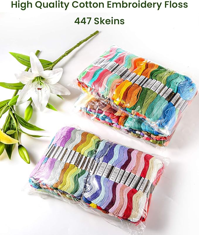 Caydo 447 Color Embroidery Floss, Cross Stitch Threads with 20 Pieces Floss Bobbins for Friendship Bracelets Arts DIY Crafts