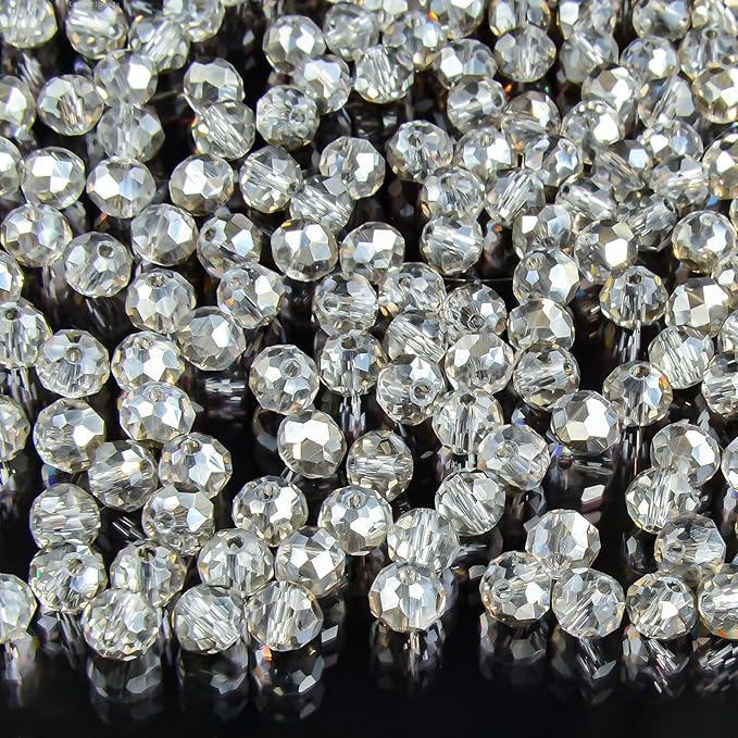 laopottbeads 500pcs 6mm crystal glass beads for jewelry making beads for bracelets necklace pendants making supplies(gray)