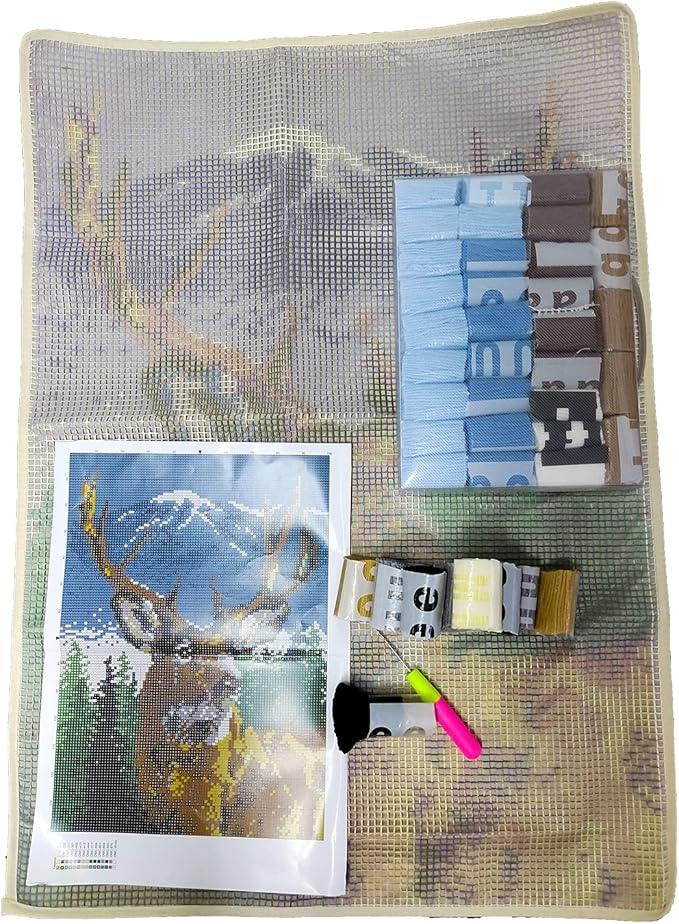 ZFFLYH Deer Latch Hook Kit, DIY Large Latch Hook Kit for Adults 3D Printed Canvas Pattern Crochet Handcraft Embroidery Tapestry Hobby & Crafts 85cmX63cm/33.5X25inch