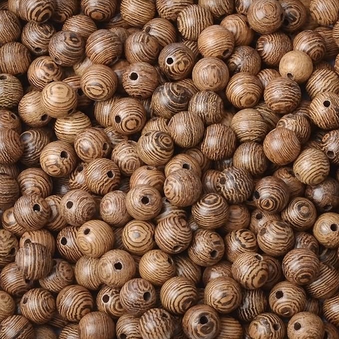 8mm Massive Beads Natural Wooden Round Loose Beads Jewelry Making with Thread 200 PCS(Wenge Wood, 8mm)