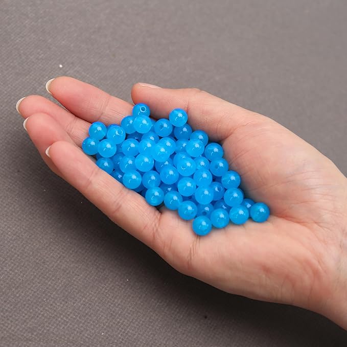 bonny boxx 1000pcs 6mm jelly sapphire acrylic round beads, smooth transparent acrylic balls, plastic resin gumball bubblegum chunky beads for necklace & bracelet making, crafting supplies