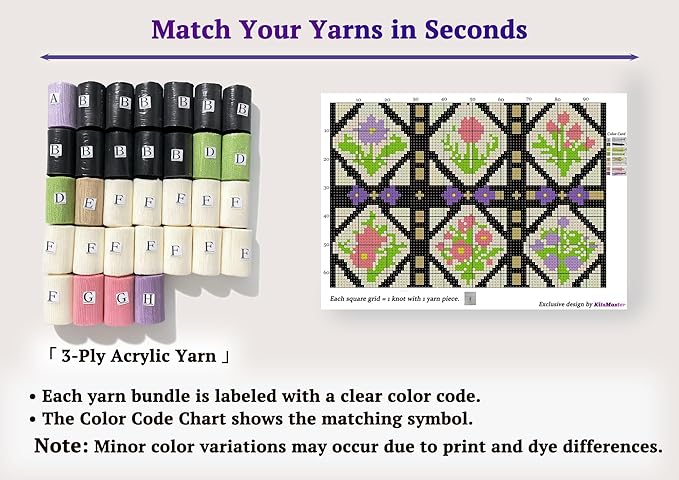 KitsMaster Latch Hook Kits for Adults, Crafts for Adults Women New Hobbies DIY Printed Canvas Rug for Home Decor Festival Gift 23.6''x15.8'' (Floral Trellis Bloom)