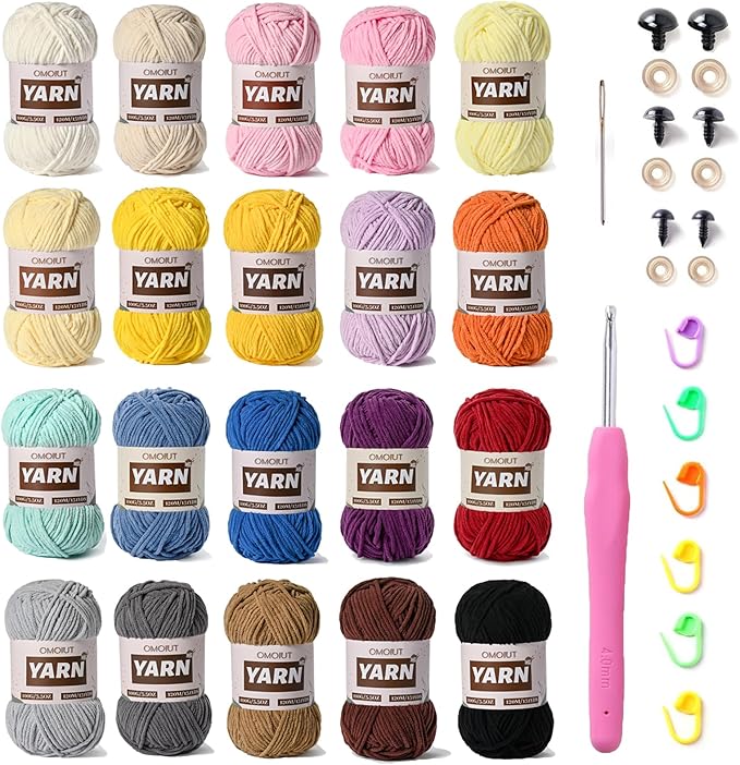 20 Pack 70.5oz/2624yds Bulky Multicolor Yarn Set, Plush Chenille Blanket Yarn for Crocheting, Fluffy Velvet Yarns for Crochet, Fuzzy Baby Yarns for Crocheting Soft, Crochet Amigurumi B