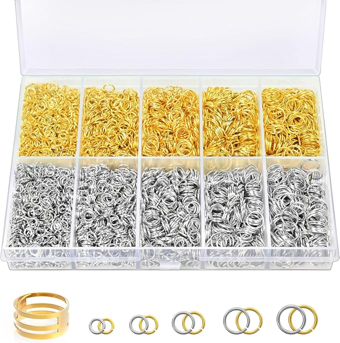 4600 Pcs Jump Rings for Jewelry Making Kit Gold & Silver, Open Rings with Opener Tools for Earrings, Keychains, Bracelet & Necklace Repair Supplies