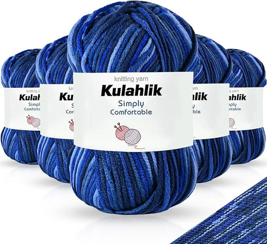250g(5x50g) Acrylic Yarn for Crochet/Knitting, Colorful Gradient Yarn Thread, 5 Rolls Skeins, Perfect for Any Knitting Crochet and Crafts Mini Project