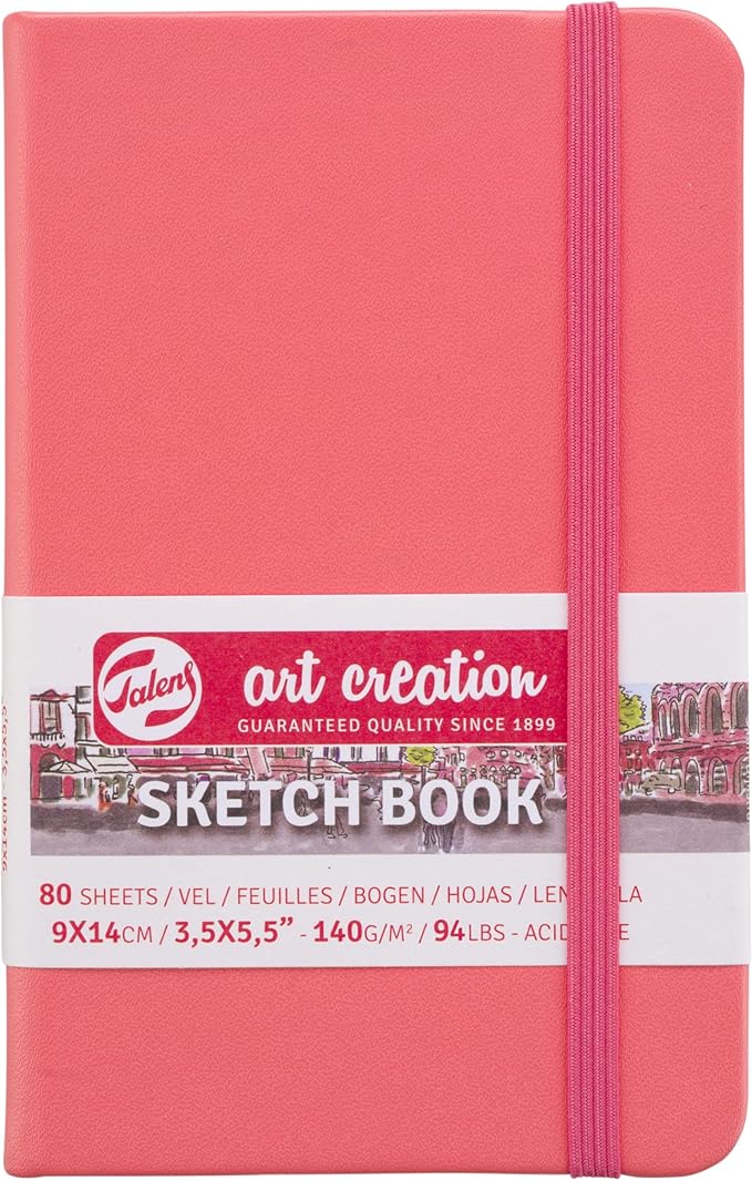 royal talens t9314-311m 441840 talens art creation sketchbook, drawing notebook, 3.5 x 5.5 inches (9 x 14 cm), coral red