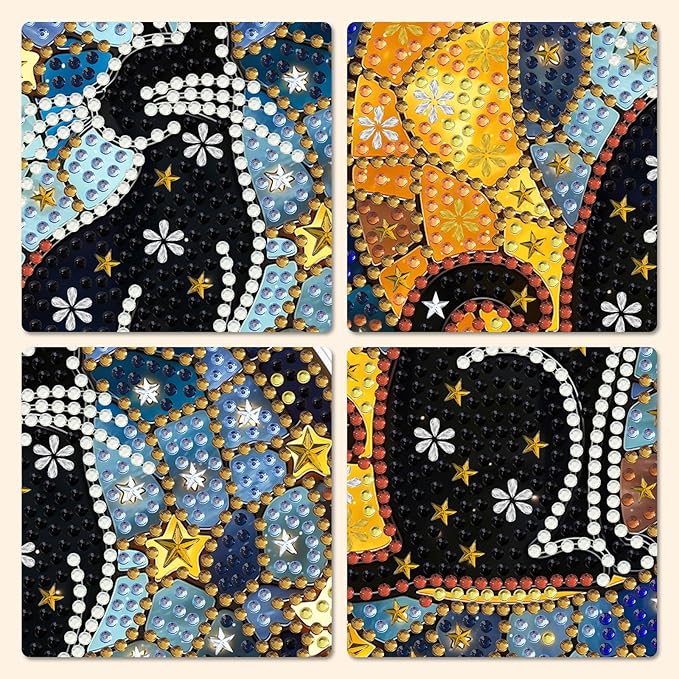MXJSUA Stained Glass Cat Diamond Painting Art Window Suncatchers, Diamond Art Kits for Adults Hanging Ornaments with Chain, 5D Special Shape Crystal Diamond Pendant Accessories for Decor Gift