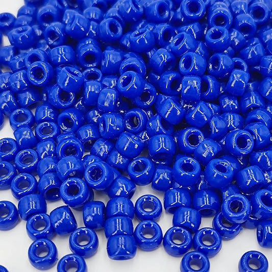 MIIIM 1200PCS 6x9mm Pony Beads Bulk, Royal Blue Pony Beads for Bracelets Making Kit, Kandi, Hair Braids Crafts for Jewelry Making (Royal Blue)