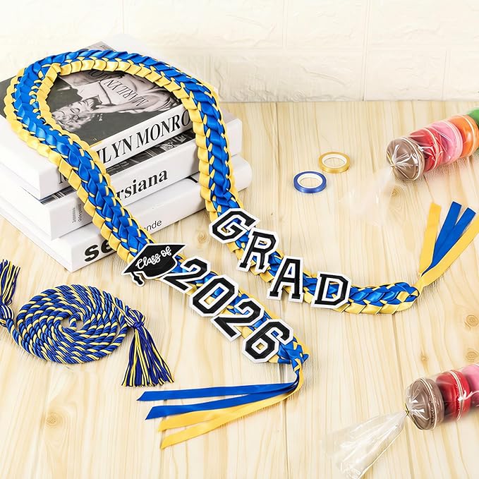 YLOLUL 16 Pcs Graduation Leis 2026 Graduation Candy Lei Kit with Honor Cord Class of 2026 Graduation Ribbon Money Lays Necklace Graduation Gift Party Accessories for Women Men