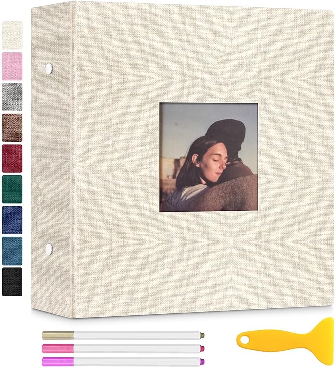 Zesthouse 18 In Photo Album Self Adhesive with Picture Display Window, 3-Ring Scrapbook Albums 60 Pages Holds 10x12 8x10 5x7 4x6 Photos, DIY Photo Book Ideal Gift for Family Wedding Baby
