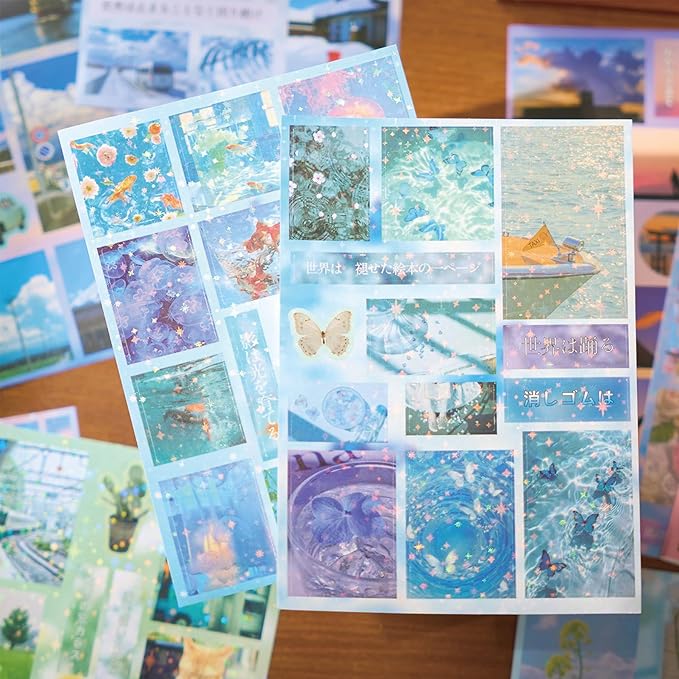 Japanese Kawaii Sticker Book - 20 Sheets Cute Cherry Blossom Island Vibe Stickers for Journals, Planners, Scrapbooking & Water Bottles - Holographic Glitter Vinyl Decals (277 Pcs, Pink)