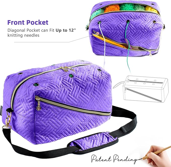 Crochet Bag Organizer - Knitting Bag - Yarn Storage Organizer - Yarn Bag for Crocheting - Yarn Holder for Crochet Accessories, Crocheting & Knitting Gifts