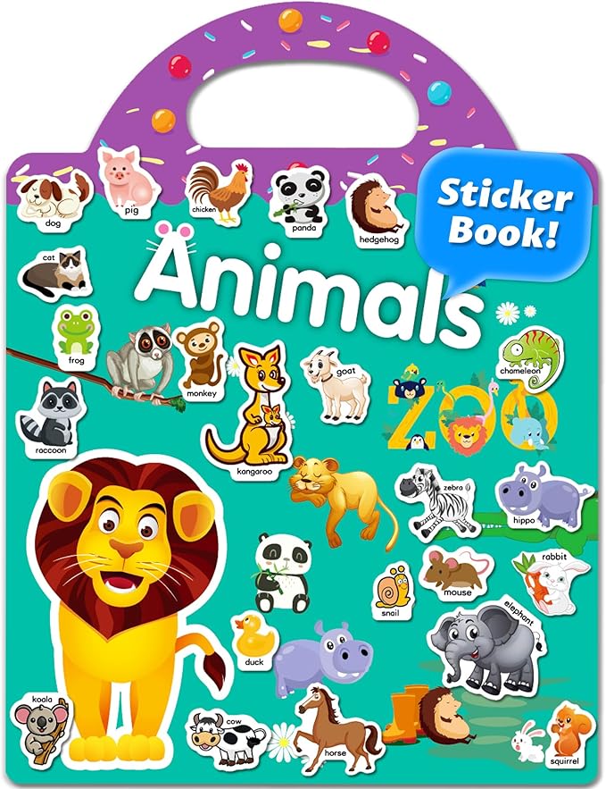 walenced reusable sticker book for toddlers, stickers for kids, toddler craft activities, toddler travel toys ages 3 and up boy girl birthday gifts