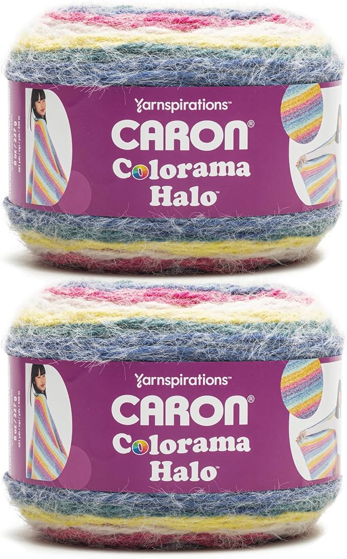 Caron Colorama Halo Striped - 2 Pack of 481 Yards/8 oz Hydrangea 71% Acrylic 18% Nylon 11% Polyester Yarn