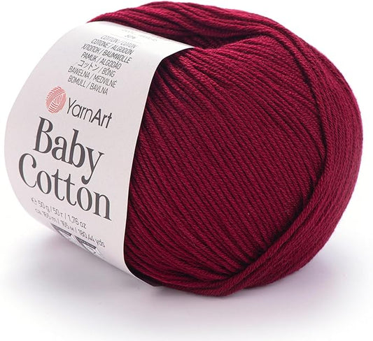 YarnArt Baby Cotton Yarn – Soft Knitting & Crochet Yarn for Amigurumi, Baby Projects, Summer Crafts – 50% Cotton, 50% Acrylic – 1.76 oz (50g), 180 yds (165m) (1, 428)