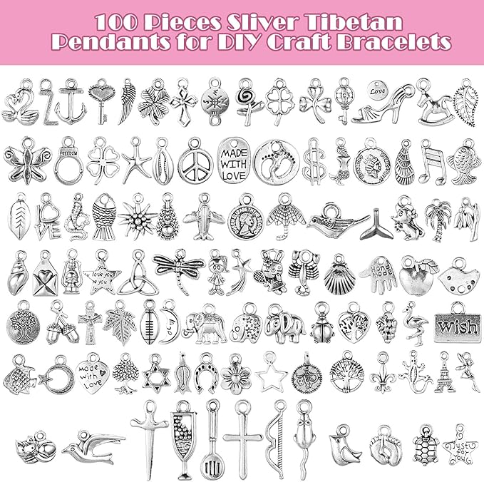 Highergo 469 Pcs Bangles Bracelet Making Kit Link Chain Bracelet Charms with OT Toggle Clasp DIY