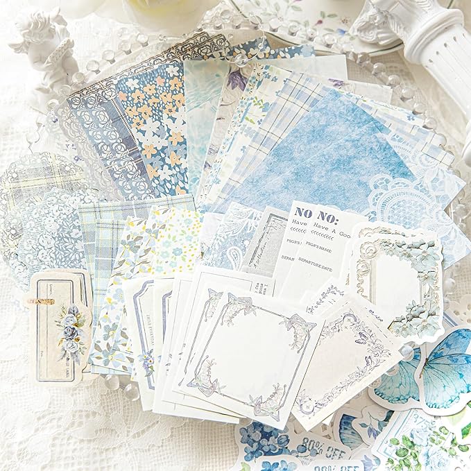 400 Pcs Floral Scrapbook paper & Stickers, 4 Packs Scrapbook Supplies Kit, Junk Journal Scrapbooking Paper for Journaling, Scrapbooking Embellishments, Planner, Card Making